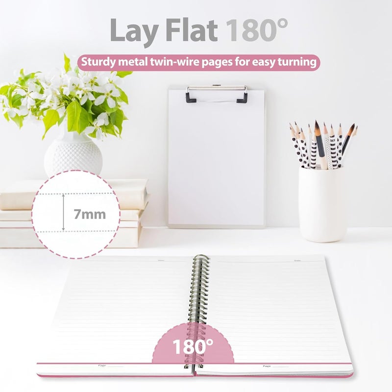 VALOME Journaling Notebooks, A5 Lined Spiral Notebook for Women & Men, 146 Pages College Ruled Hardcover Note Book for Work, Note Taking, Journaling, School, Writing (Rose Pink) - Image 5
